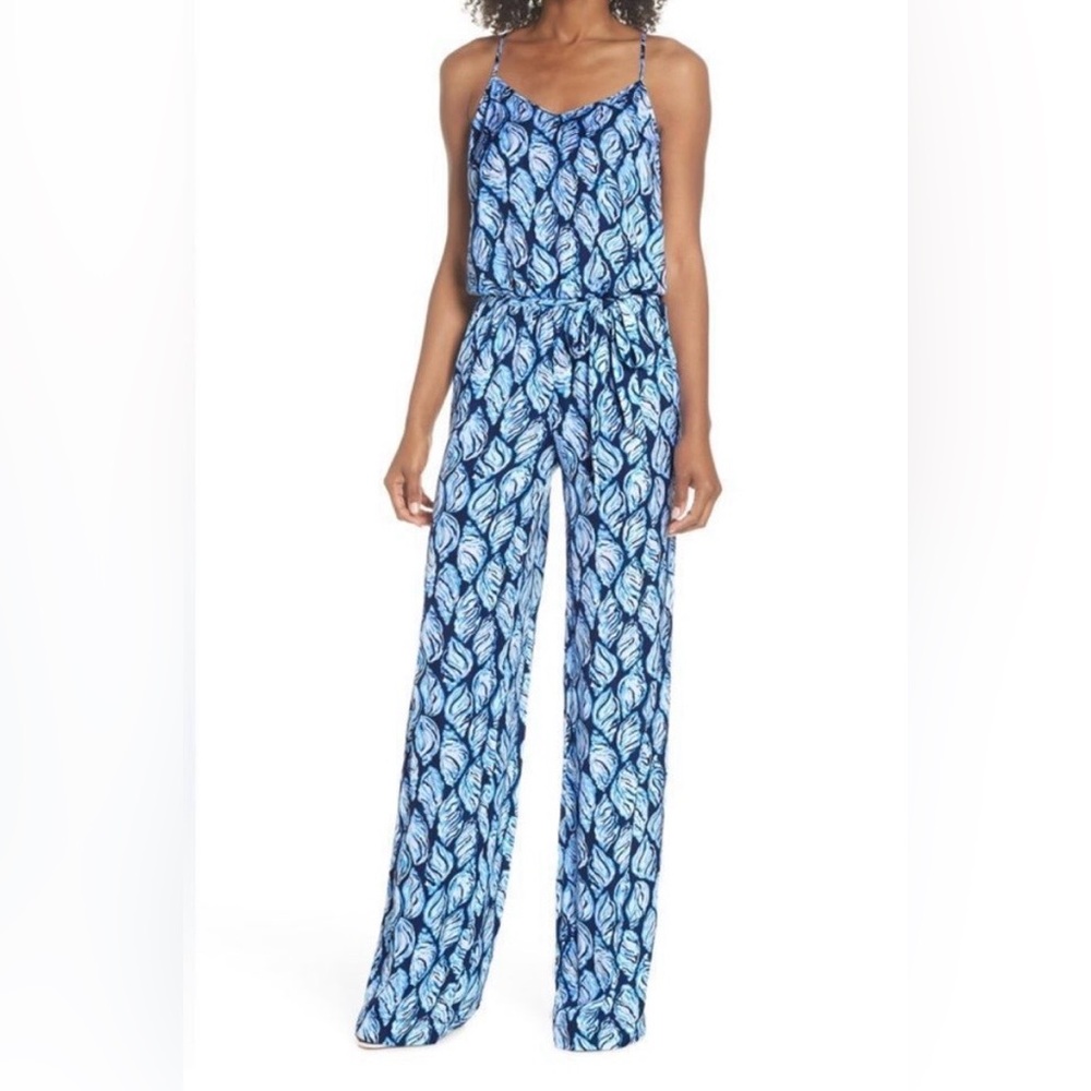 Lilly Pulitzer high tide blue shell jumpsuit romper